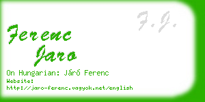 ferenc jaro business card